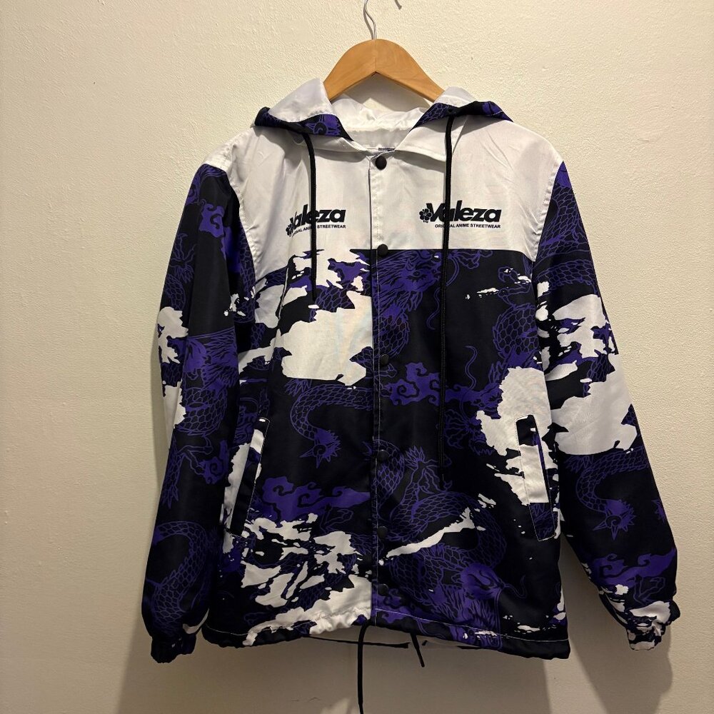 NWOT Valeza Lifestyle Original Anime Streetwear hooded dragon print windbreaker